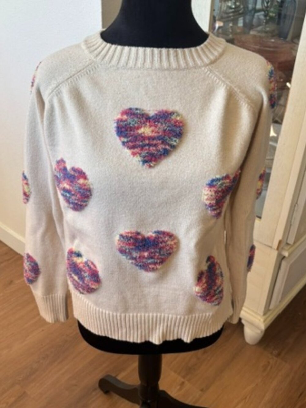 Grace & Lace Raised Heart Pullon Sweater EUC S
